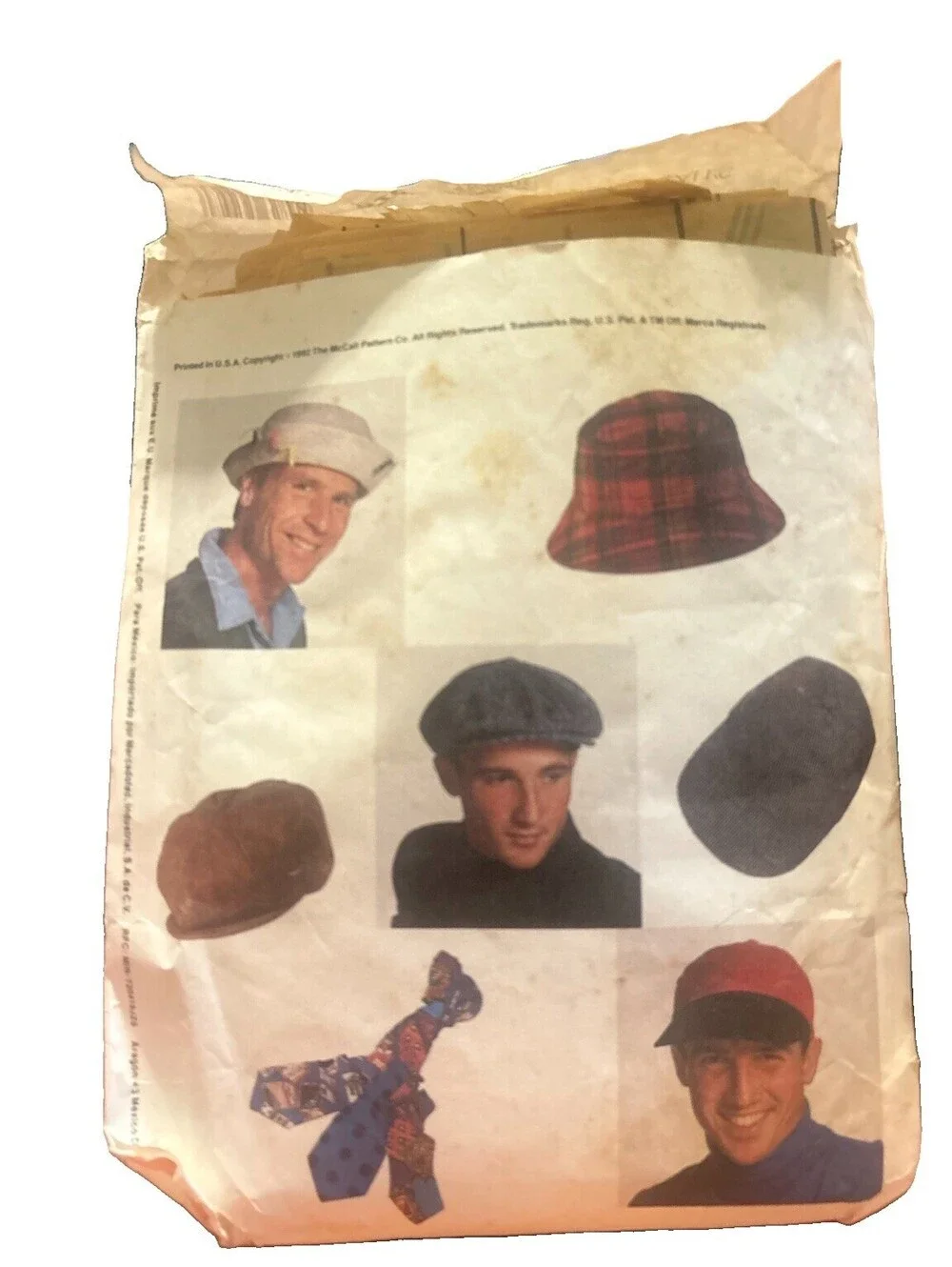 Vintage McCall’s 6289 Men’s Hats Vest Tie Pattern Cut Complete One Size
